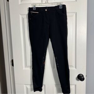 Schockemohle riding pants, size 28R, black/orange, silicone grip patches in seat